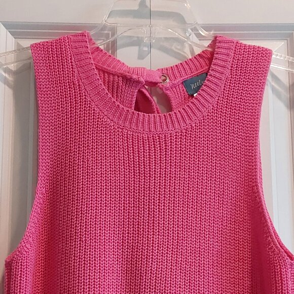 Neely Pink Knit Sweater Open Back with Ties Women's Size XS - Picture 2 of 6